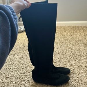 LOFT black suede knee high slouch boot